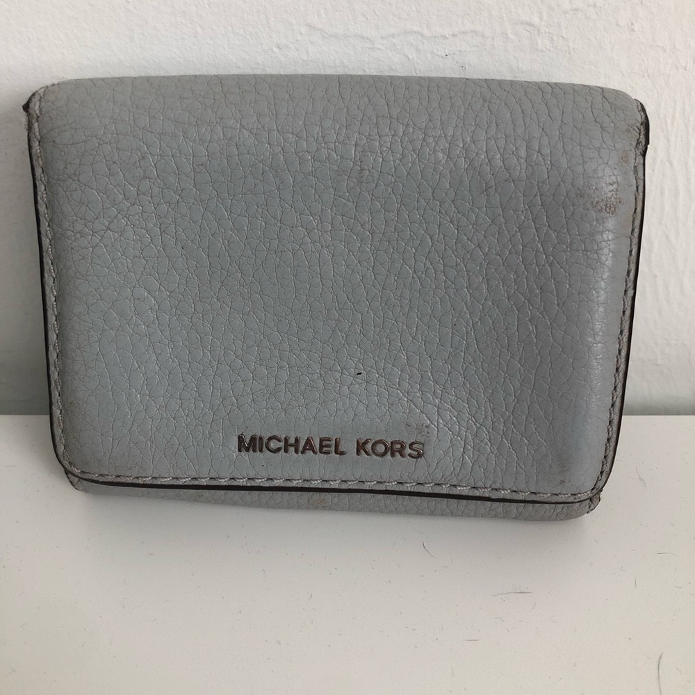 Michael Kors Gray Leather Small Tri-Fold Wallet